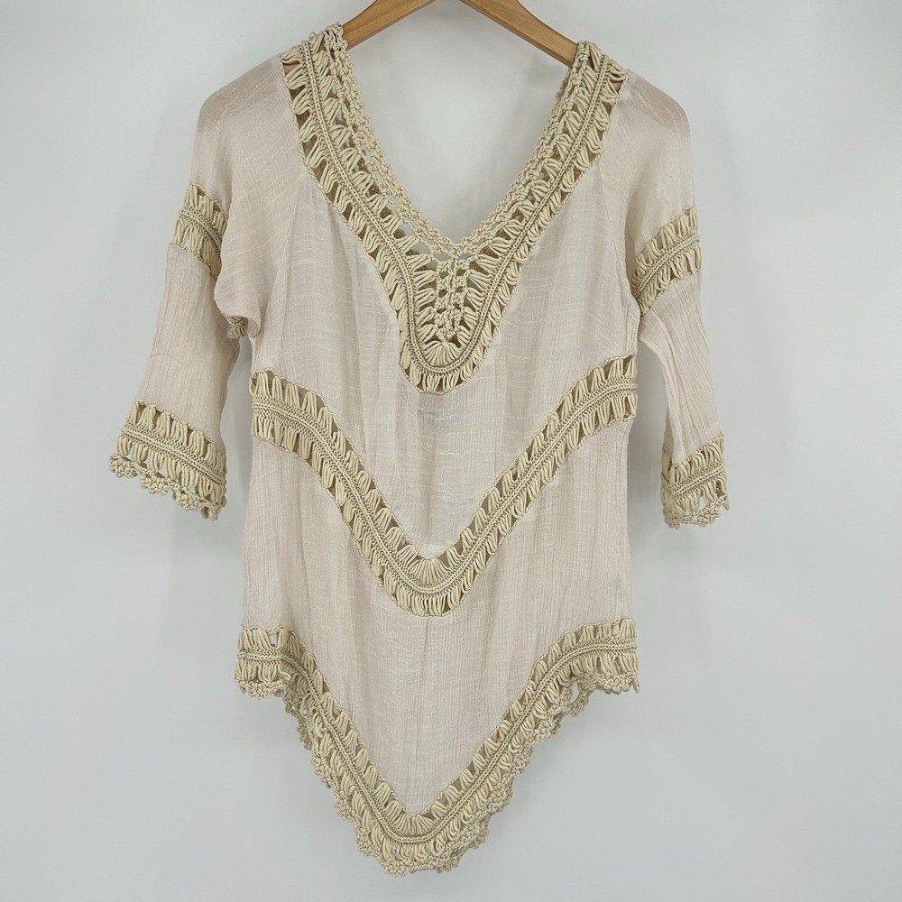 Coastal Boho Crochet Festival Layering Top Womens S/M Country Cowgirl Western